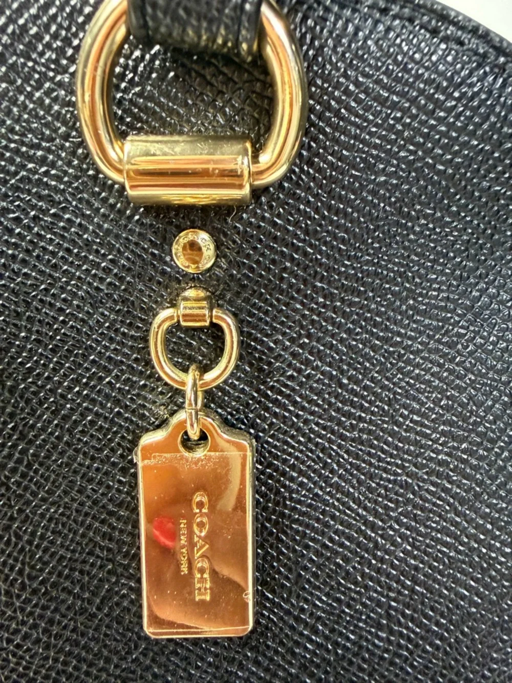 Coach Katy Satchel Black Crossgrain Leather Gold Zip Top Handle Bag NWOT